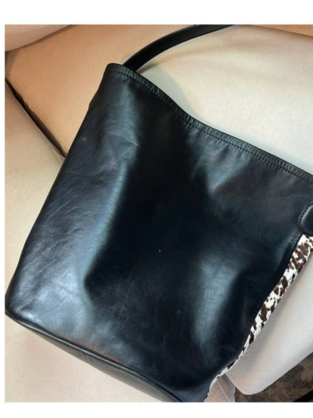 NWT J. Crew Berkeley Cow Print Bucket Bag in Leather and Calf Hair - Picture 5 of 6